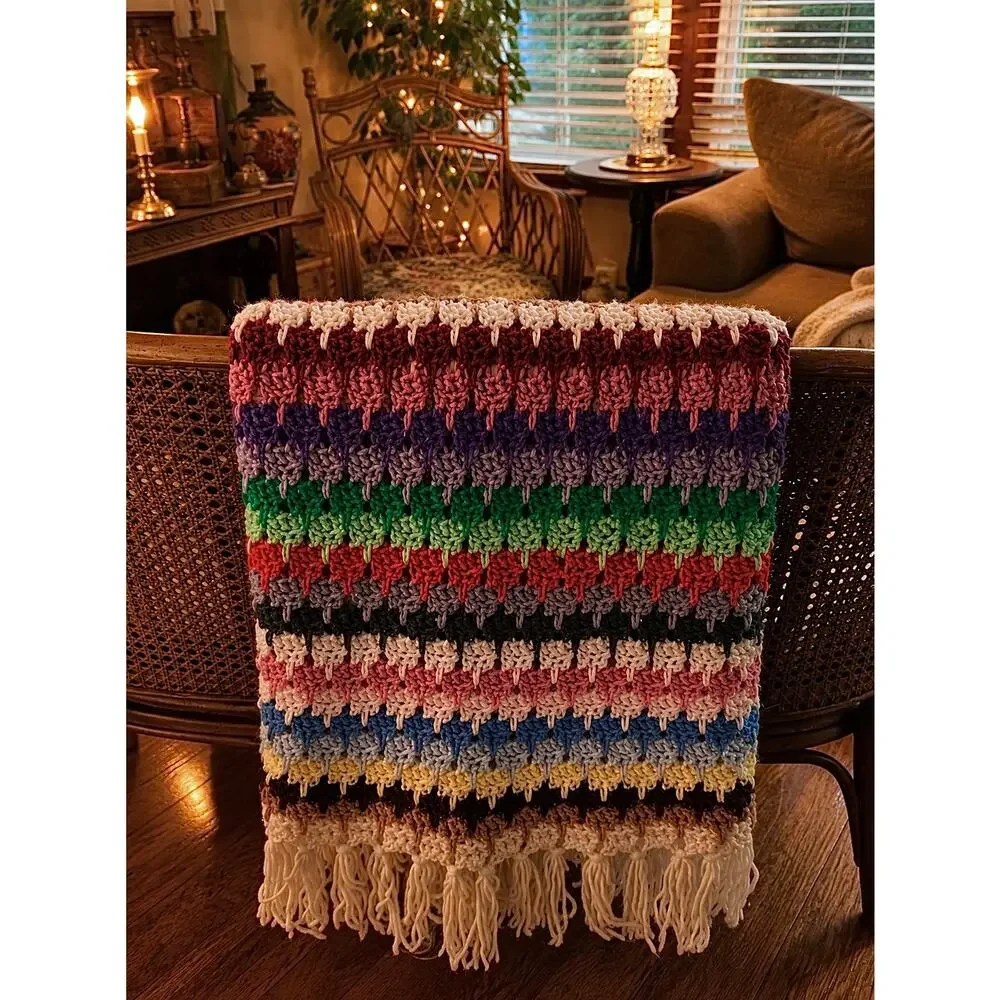 Vintage Hand Crocheted Afghan